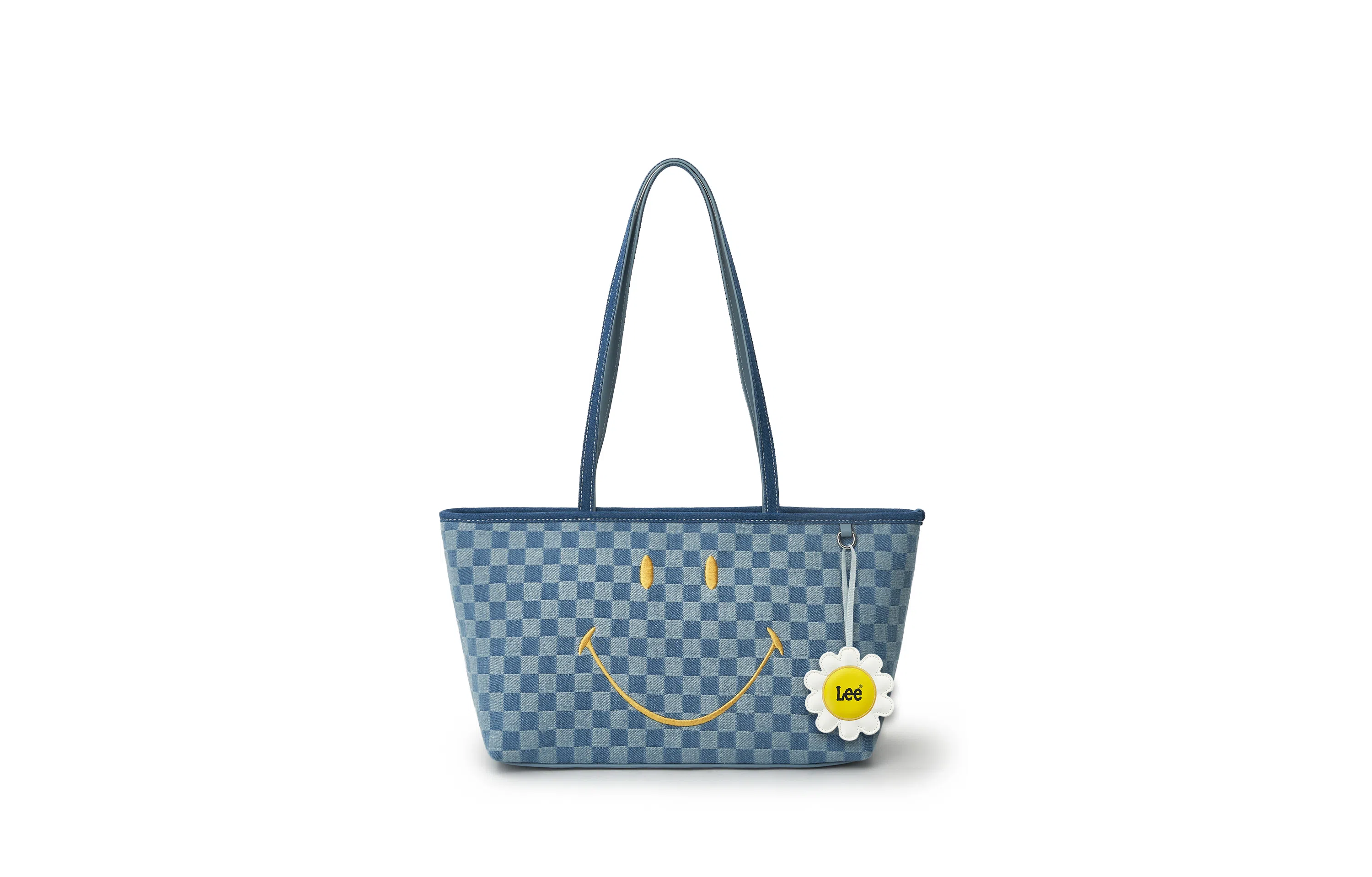 Lee x Smiley Checkered Tote Bag Blue