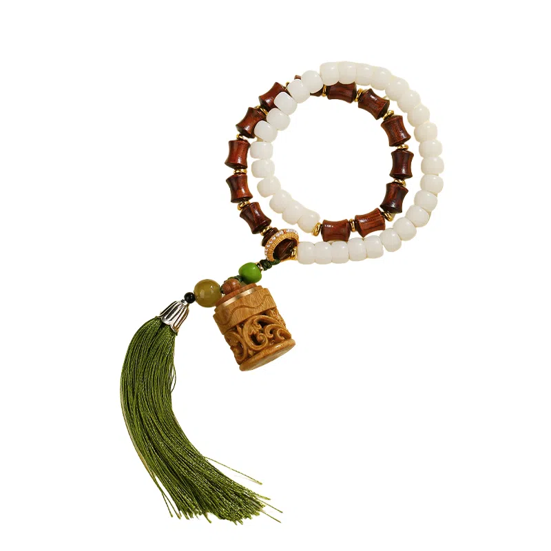 子婳 花梨木佛珠流苏穗子手持白玉菩提半山半水诸事顺利平安喜乐小众复古国风清新优雅百搭串珠#好运 白玉菩提 手串 男女同款情侣款