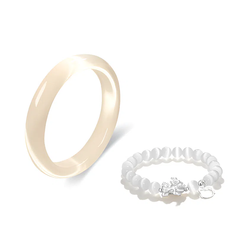 【S999纯银猫咪】 琉堇 白月光荔枝冻清冷感美人镯 一步一响金钱进袋优雅古风汉服旗袍显白水润贵妃镯#好运 琉璃 玉石手镯 女款