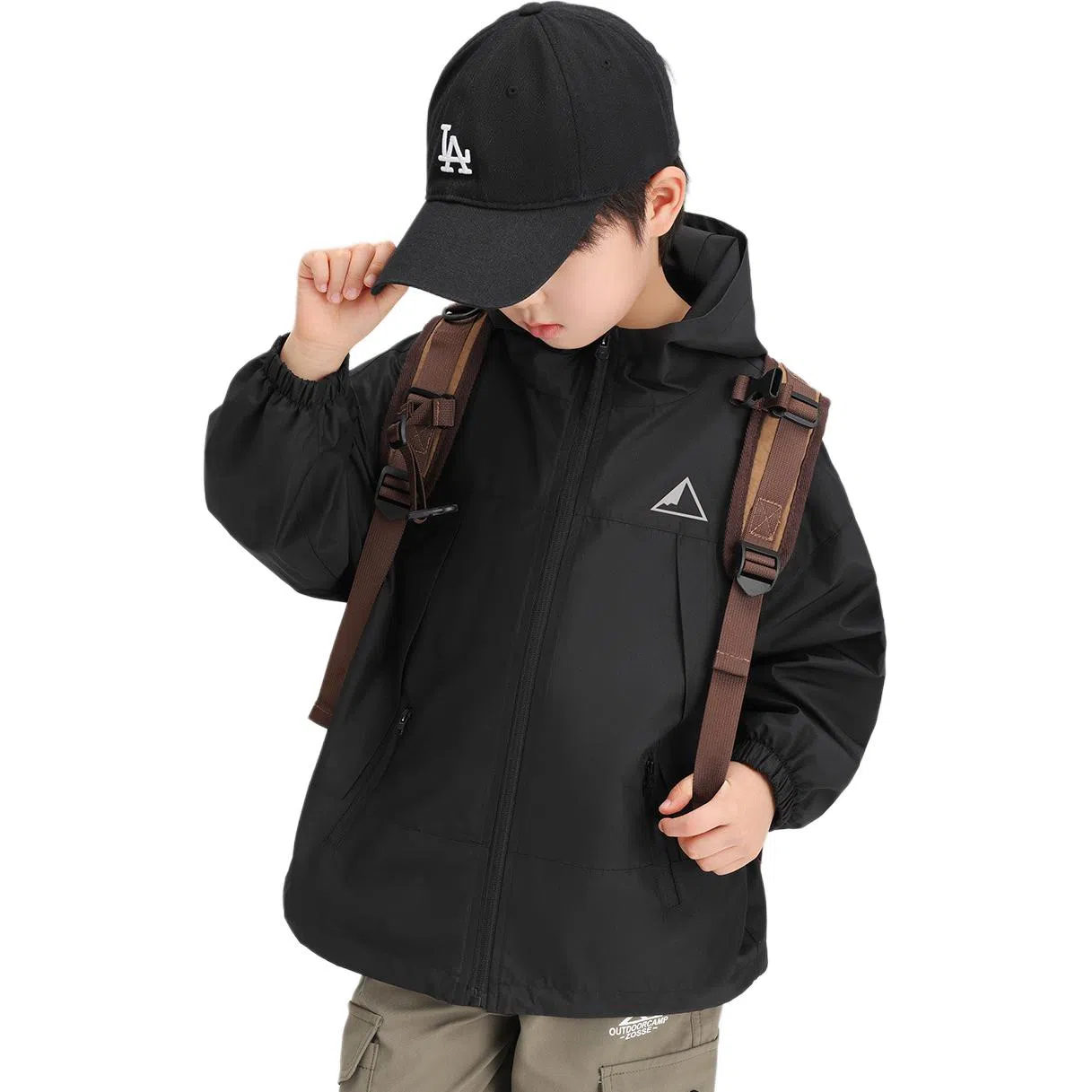 儿童款 左西 连帽防水休闲长袖冲锋衣
