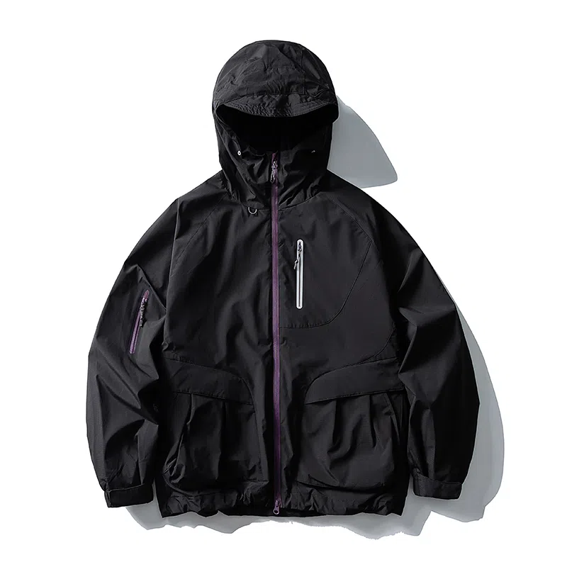 山系户外徒步登山舒适时尚连帽短款外套 冲锋衣 男女同款