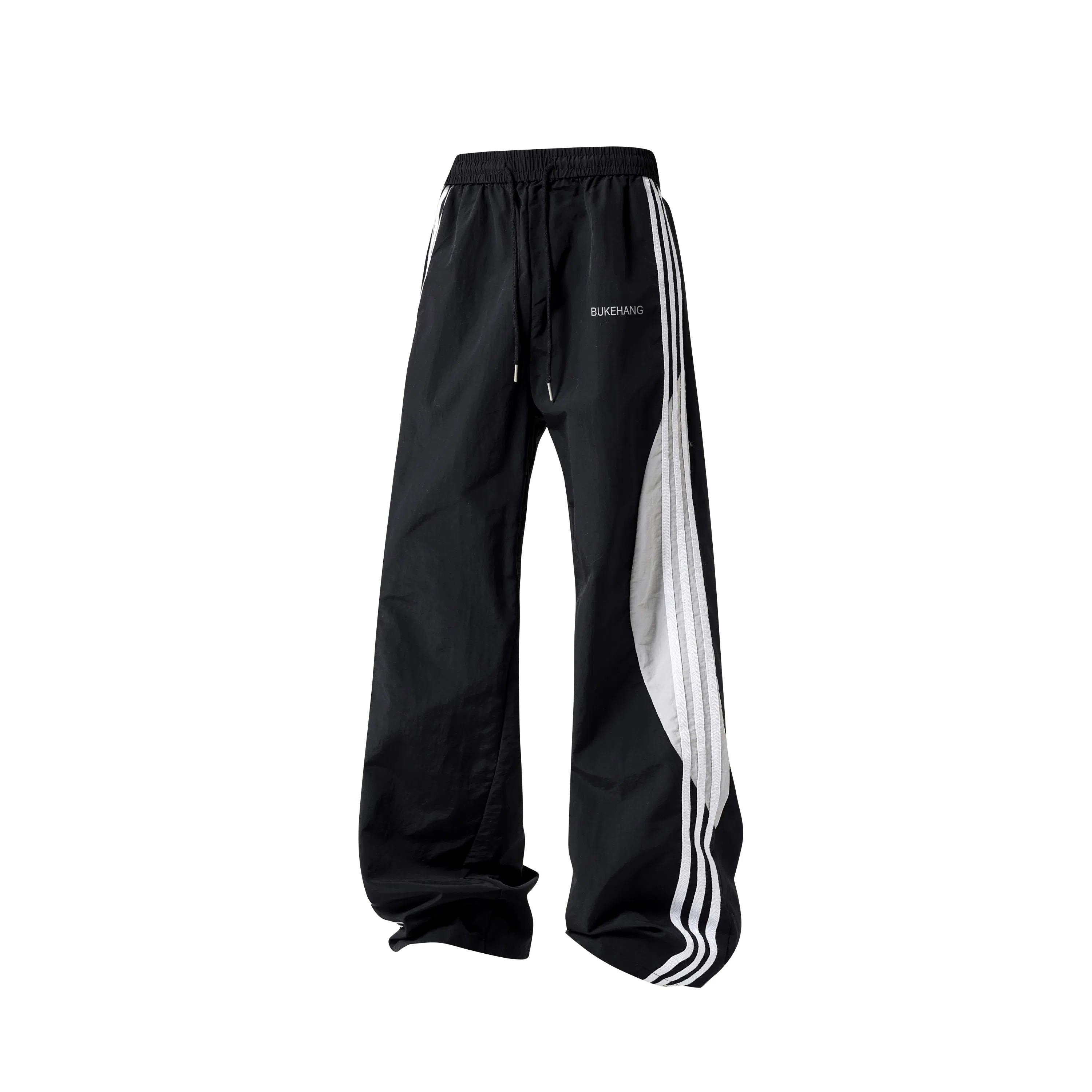 【三条杠拼接条纹撞色明线设计】布客行 青少年早秋开学美式高街潮牌复古阔腿垂感抽绳运动舒适松紧长裤子休闲裤 男女同款