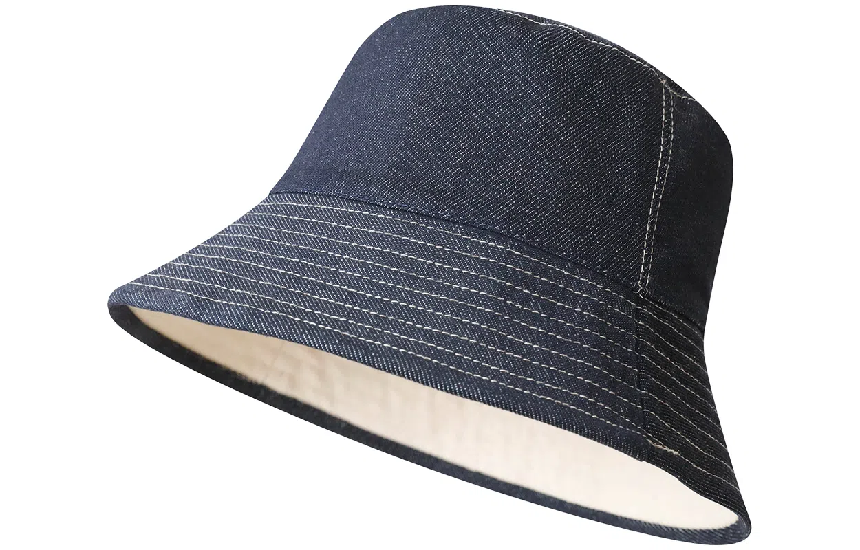 优幽兰 日系复古双面可戴牛仔防晒帽女简约高级感显脸小百搭水桶帽纯色休闲遮阳防紫外线盆帽潮 棉  渔夫帽 女款