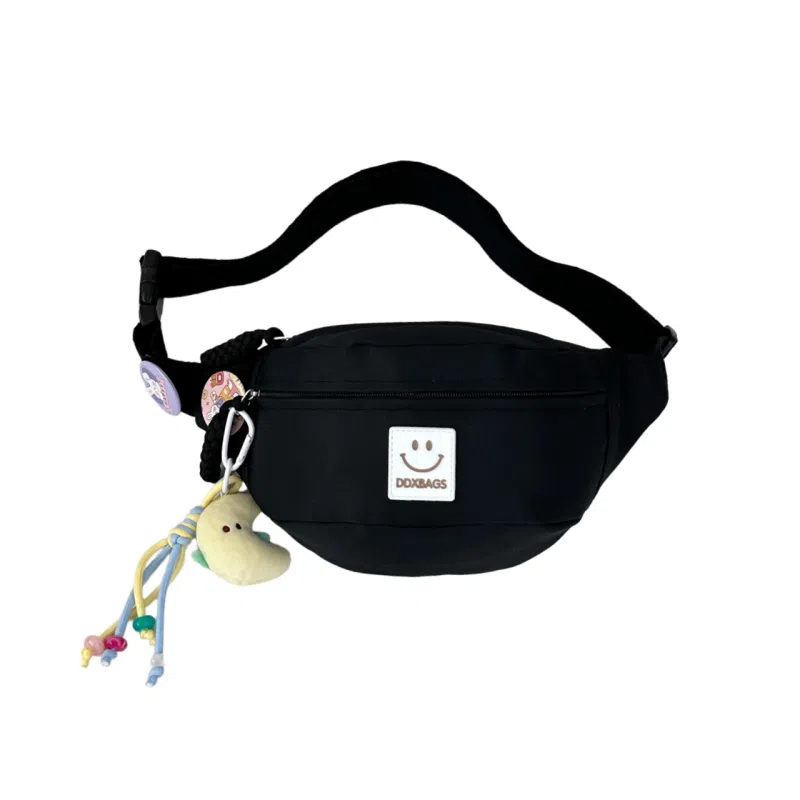 捷朗仕 简约纯色休闲挎包 尼龙 胸包 常规 男女同款情侣款 米白/黑色/粉红/黄色/蓝色