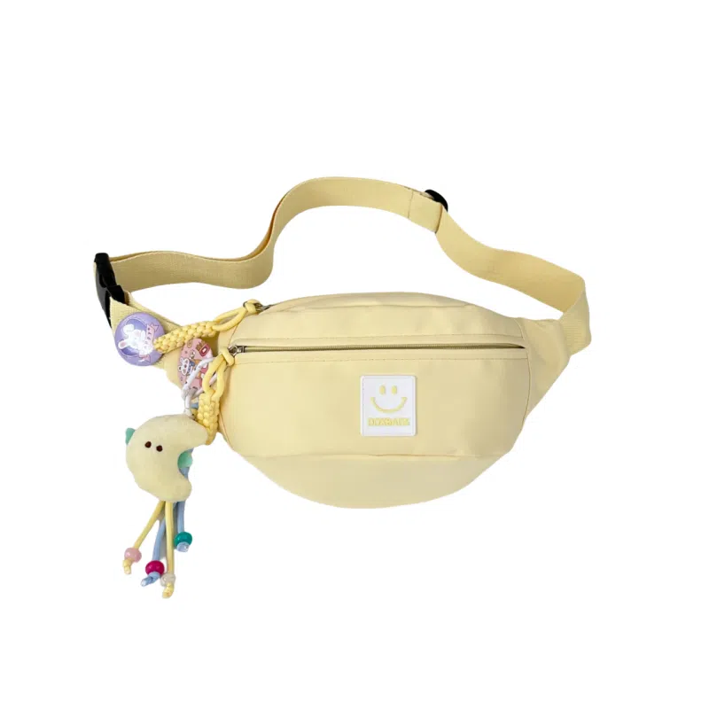 捷朗仕 简约纯色休闲挎包 尼龙 胸包 常规 男女同款情侣款 米白/黑色/粉红/黄色/蓝色