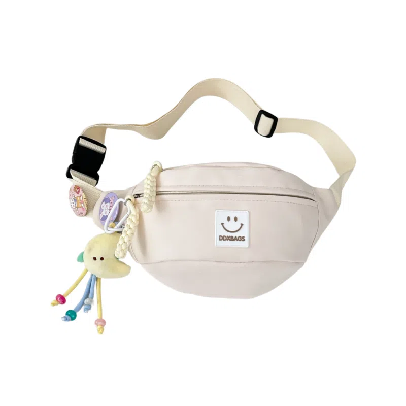 捷朗仕 简约纯色休闲挎包 尼龙 胸包 常规 男女同款情侣款 米白/黑色/粉红/黄色/蓝色