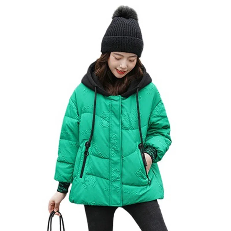 鸭鸭 秋冬季面包服保暖女短款小个子连帽宽松时尚保暖外套羽绒服 女款
