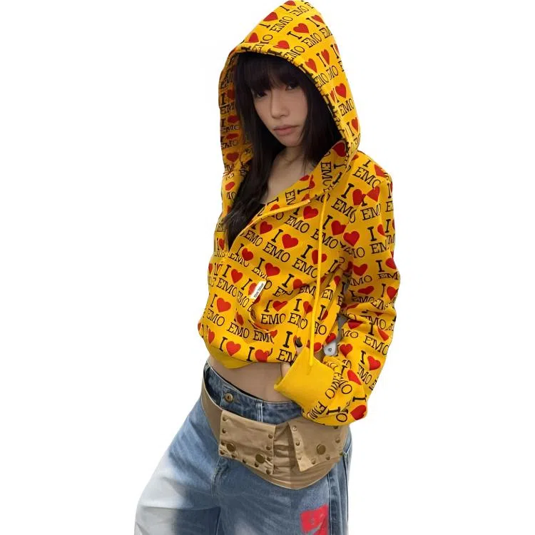 BrandName Heart Letter Print Hoodie