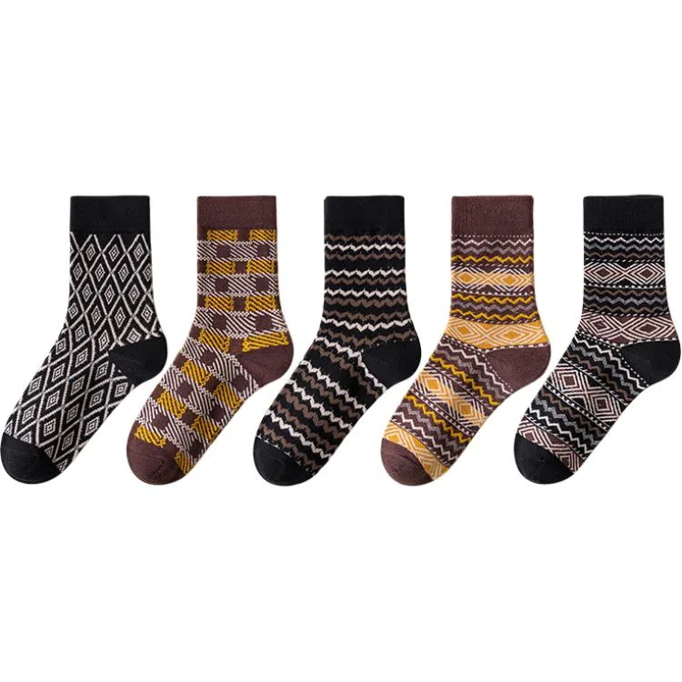 黛梦恋 复古菱格防臭吸汗中筒袜 女款