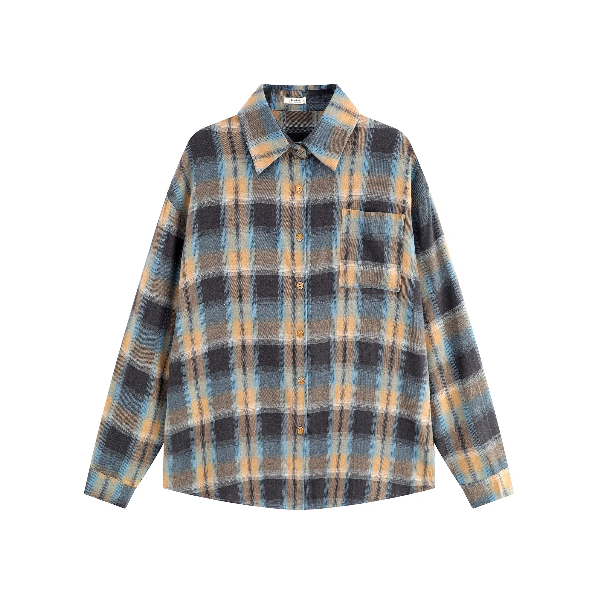 淑好百 复古撞色格子长袖日常衬衫 女款