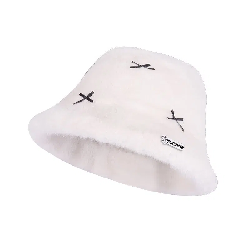 啄木鸟 甜美可爱蝴蝶结毛绒帽保暖护耳高级感百搭显脸小韩系时尚 聚酯纤维 绒线帽 女款