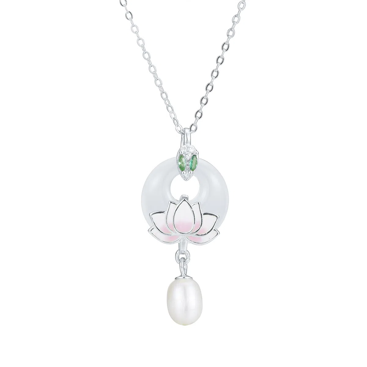 金戟 蛇头莲花 新中式国风生肖蛇守护 平安扣清透优雅锁骨链#好运#好运天然 玉髓 项链 女款