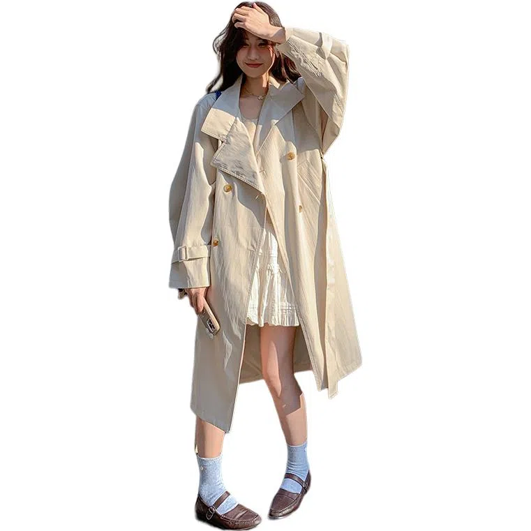 袋鼠 收腰显瘦韩系极简休闲过膝外套风衣 女款