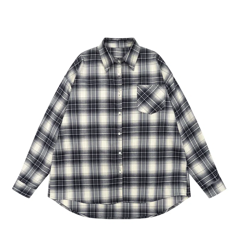 淑好百 复古宽松美式格子长袖日常衬衫 女款