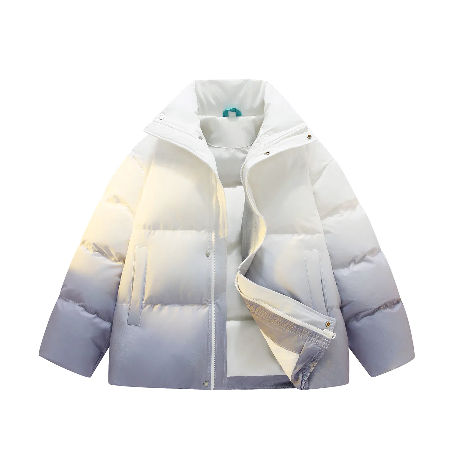 鸭鸭 云朵泡芙美式复古简约高街纯色基础宽松休闲低饱和多巴胺面包棉服保暖加厚百搭立领羽绒服 女款