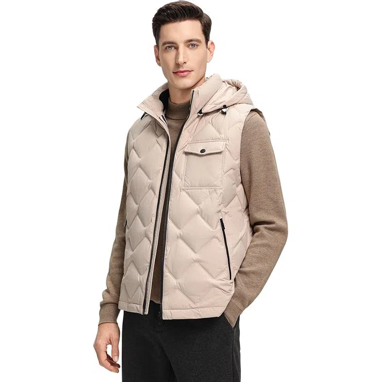 鸭鸭  韩版休闲可拆卸连帽短款秋冬季外套户外防寒保暖基础百搭外穿  羽绒马甲  男款