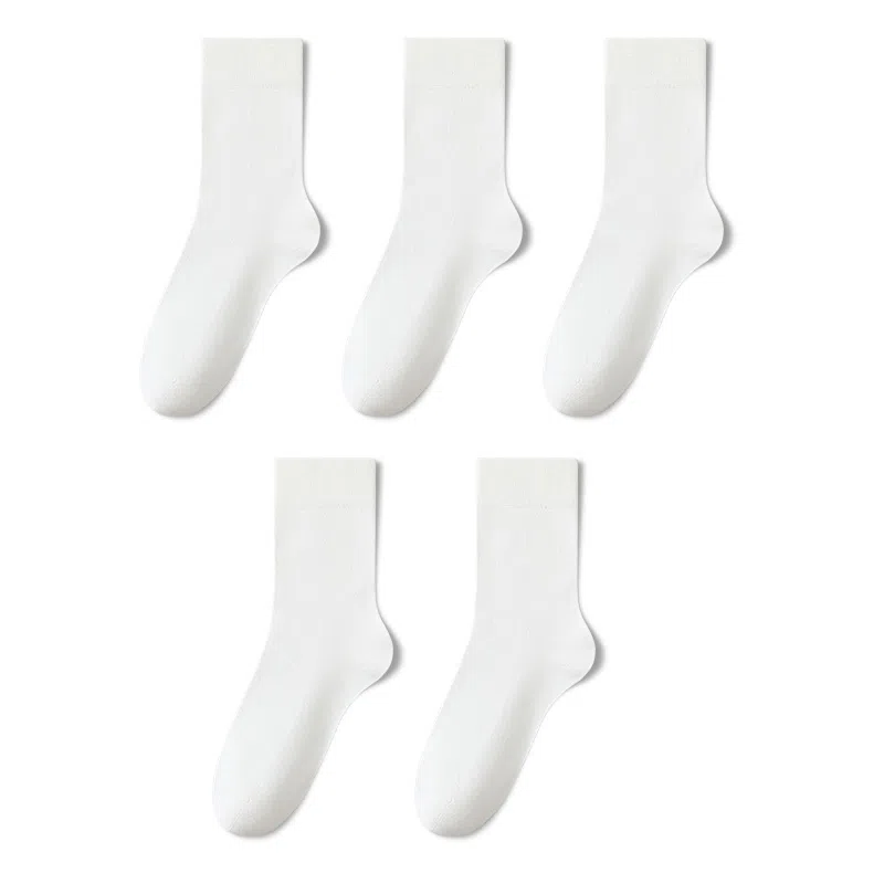 亲相见 纯棉防臭吸汗透气纯色中筒袜 女款