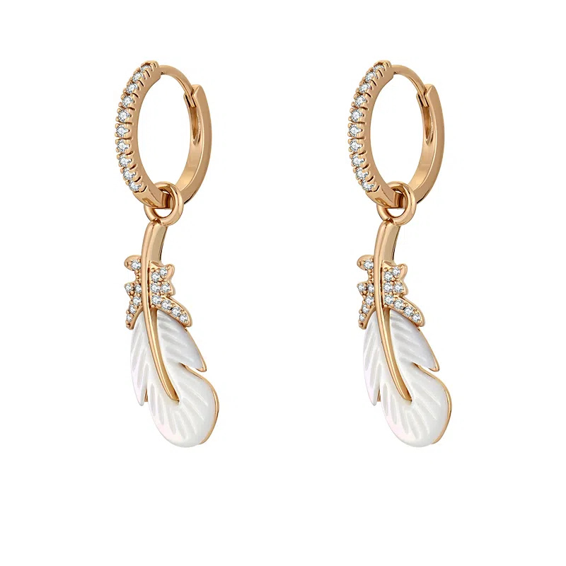 一撇一捺 羽光贝语系列金羽幻光 合金 耳饰 女款 金色