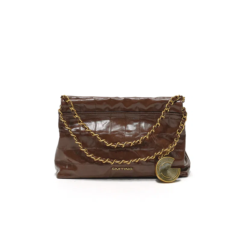 西木汀 可可月光 小众设计高级感通勤百搭时尚链条包 牛皮 手提包 常规 女款 深邃黑/橄榄绿/美拉德棕