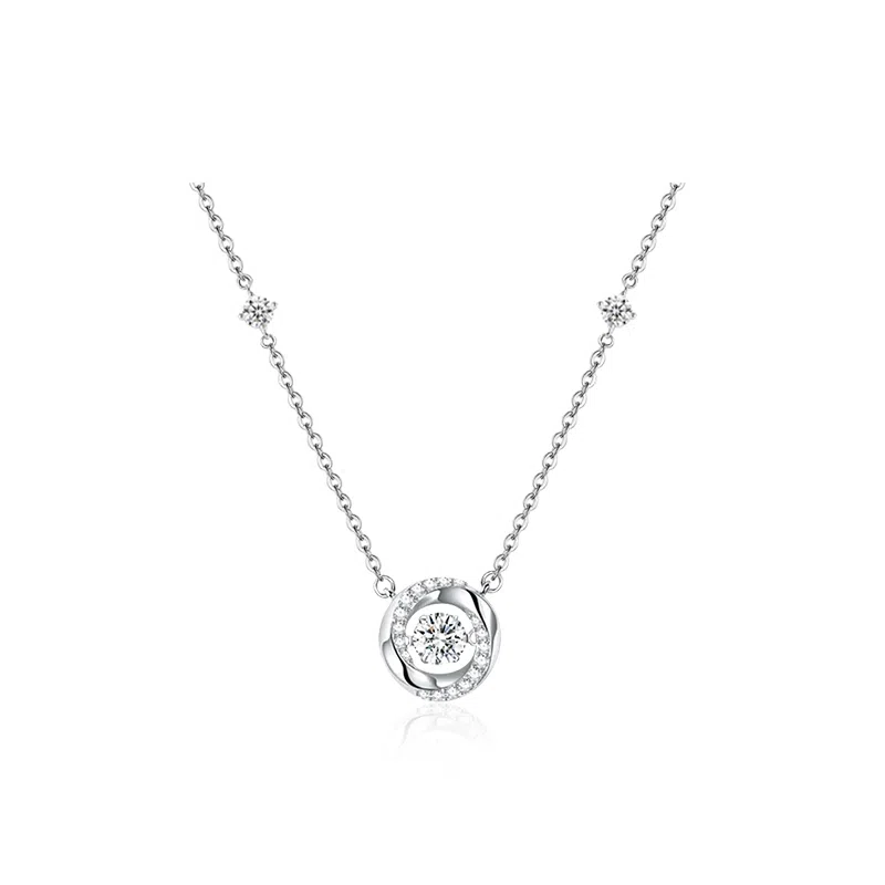 【999足银】 凤祥囍事 老凤祥 莫比乌斯 璀璨之星 灵动爆闪宝石跳动的心女生锁骨链 女朋友闺蜜纪念日周年礼精美礼盒#好运 纯银 项链 女款