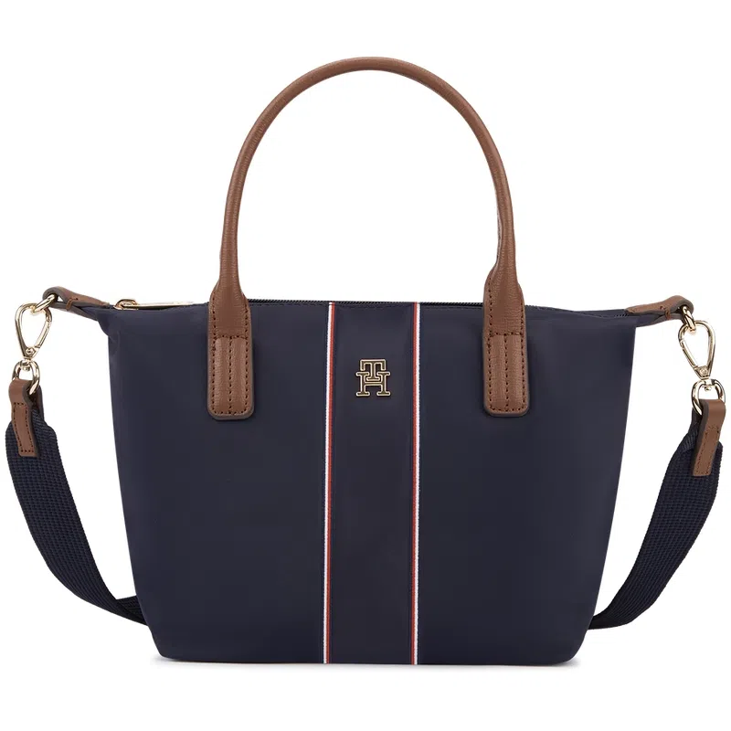 Tommy Hilfiger Metal Letter Colorblock Crossbody Tote Navy