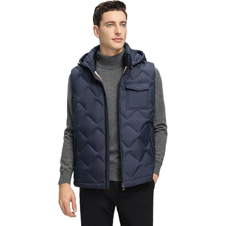 鸭鸭  韩版休闲可拆卸连帽短款秋冬季外套户外防寒保暖基础百搭外穿  羽绒马甲  男款