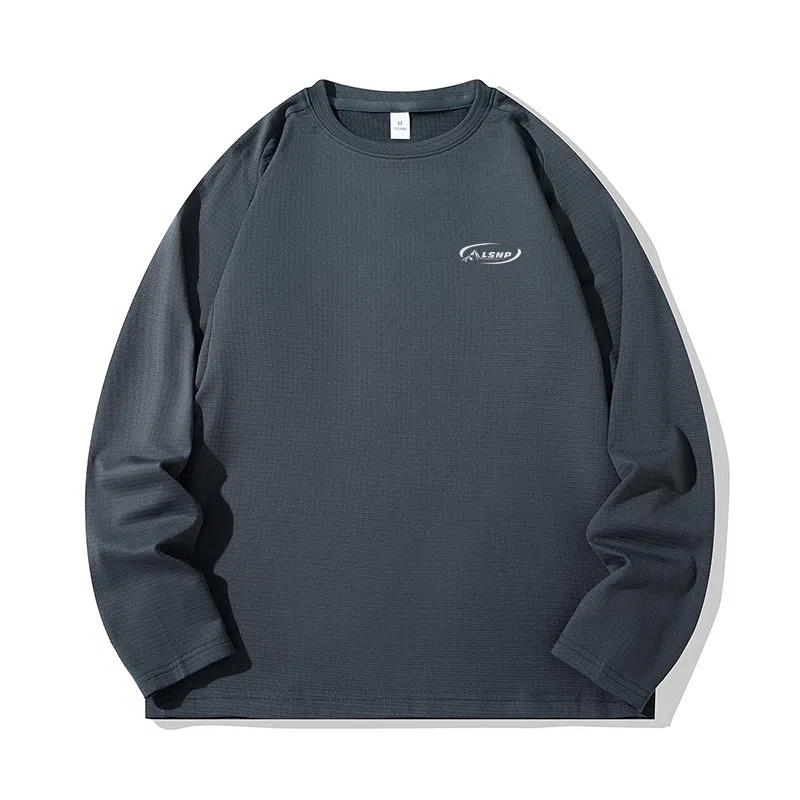 LISENPOK 210g Double Layer Grid Long Sleeve Tee