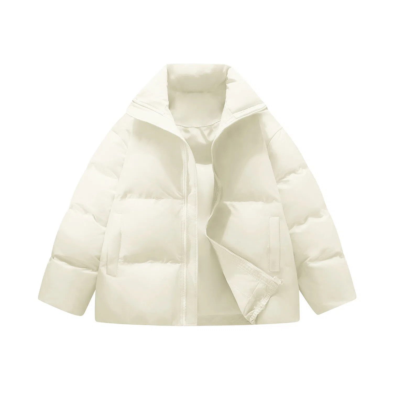 鸭鸭 云朵泡芙美式复古简约高街纯色基础宽松休闲低饱和多巴胺面包棉服保暖加厚百搭立领羽绒服 女款