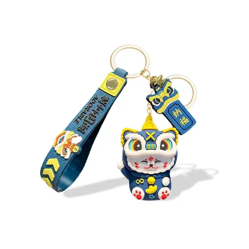 卡莱茵 顺风顺水顺财神 国潮醒狮招财猫 卡通公仔 可爱小众#好运 硅胶 挂件 男女同款情侣款
