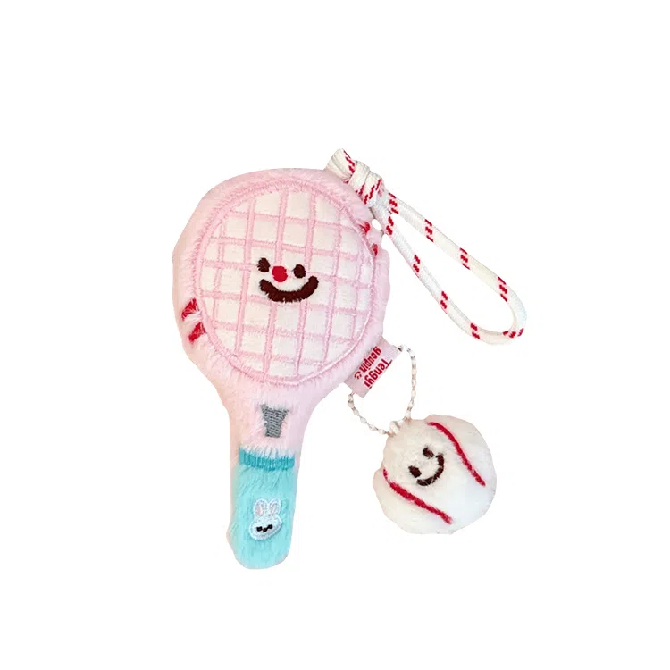 玄唐 可爱毛绒网球拍公仔少女包包钥匙扣挂坠情侣闺蜜挂饰 聚酯纤维 挂件 男女同款情侣款
