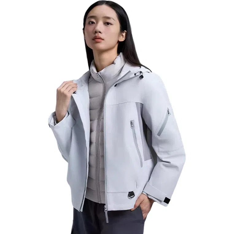 鸭鸭 可拆卸内胆外套短款连帽现代风羽绒服 男女同款