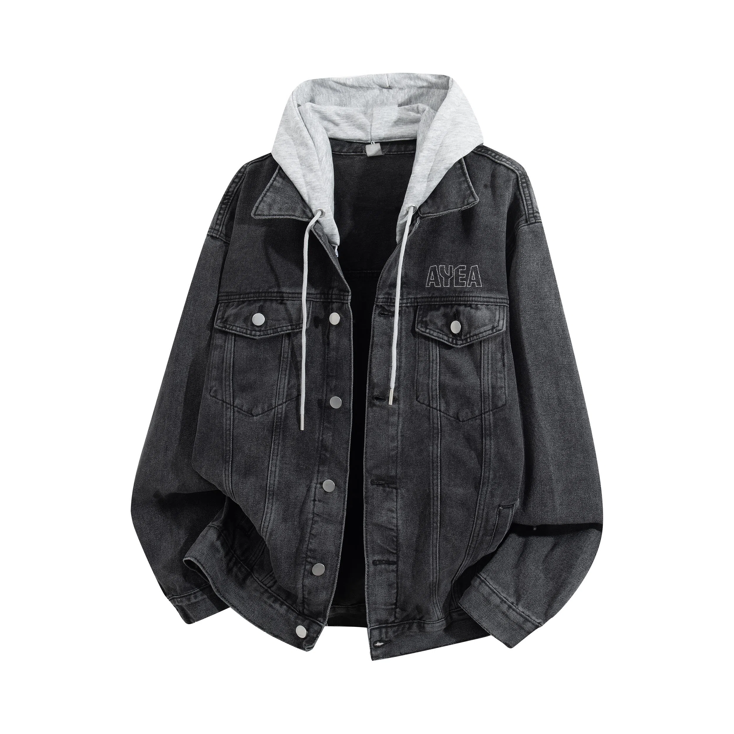 AYEA Vintage Washed Denim Hoodie Jacket