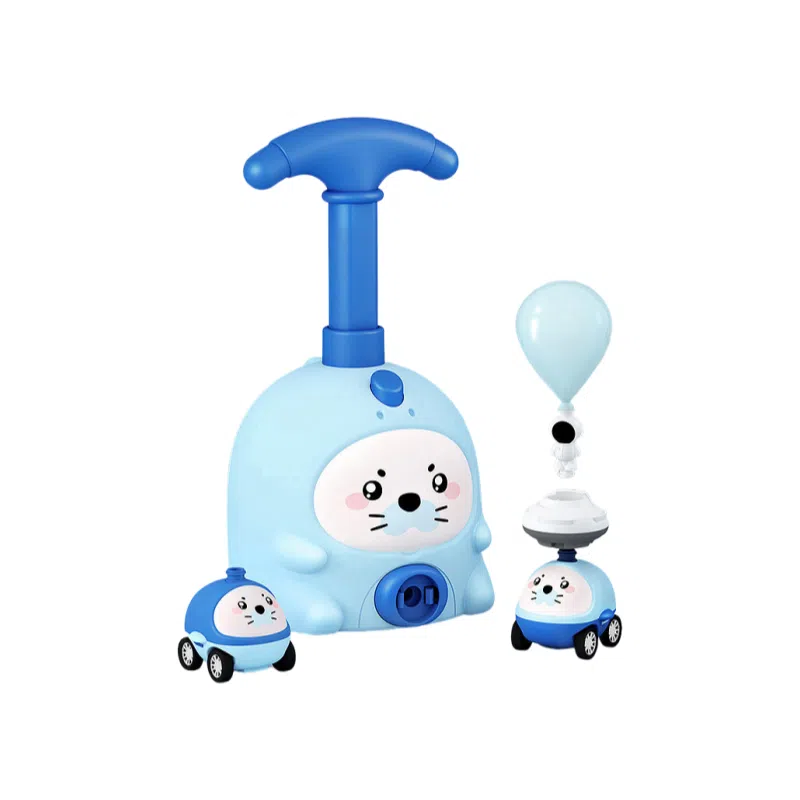 咕轹 动物空气动力车会飞的小猪打气球 过家家玩具