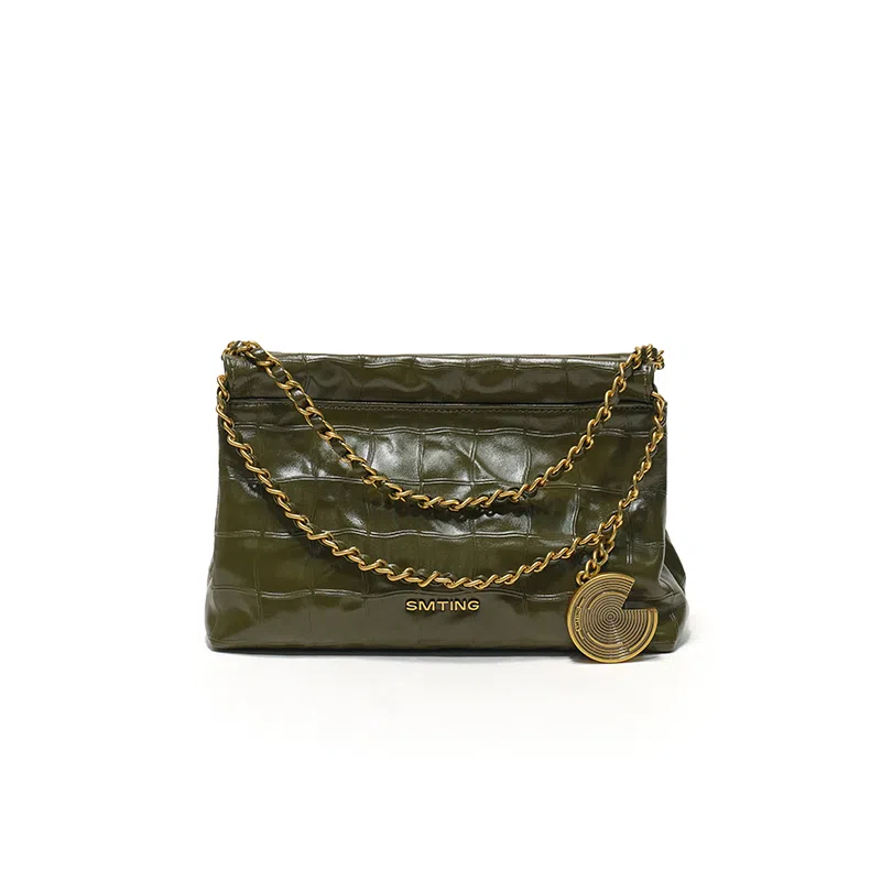 西木汀 可可月光 小众设计高级感通勤百搭时尚链条包 牛皮 手提包 常规 女款 深邃黑/橄榄绿/美拉德棕