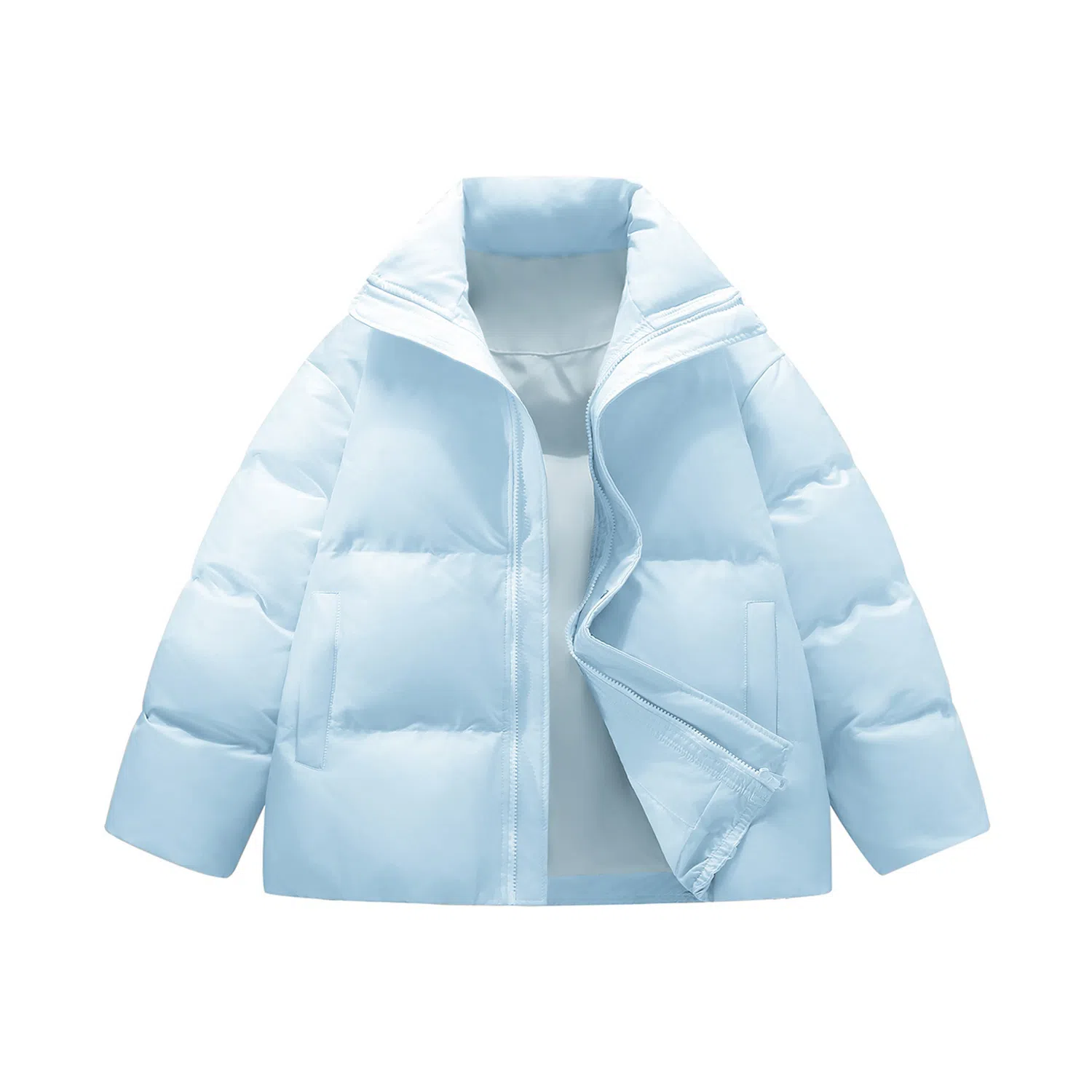 鸭鸭 云朵泡芙美式复古简约高街纯色基础宽松休闲低饱和多巴胺面包棉服保暖加厚百搭立领羽绒服 女款