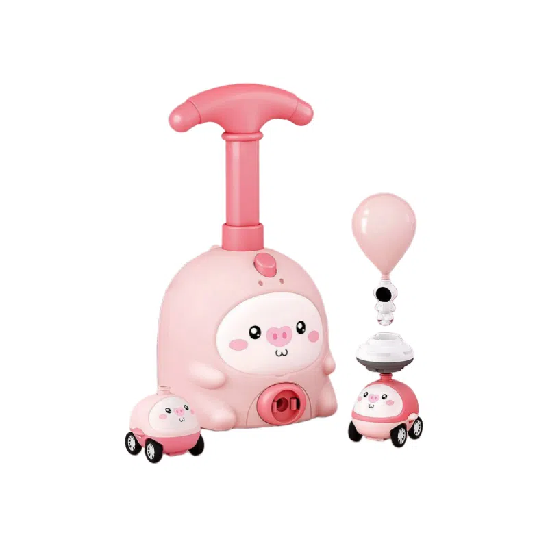 咕轹 动物空气动力车会飞的小猪打气球 过家家玩具