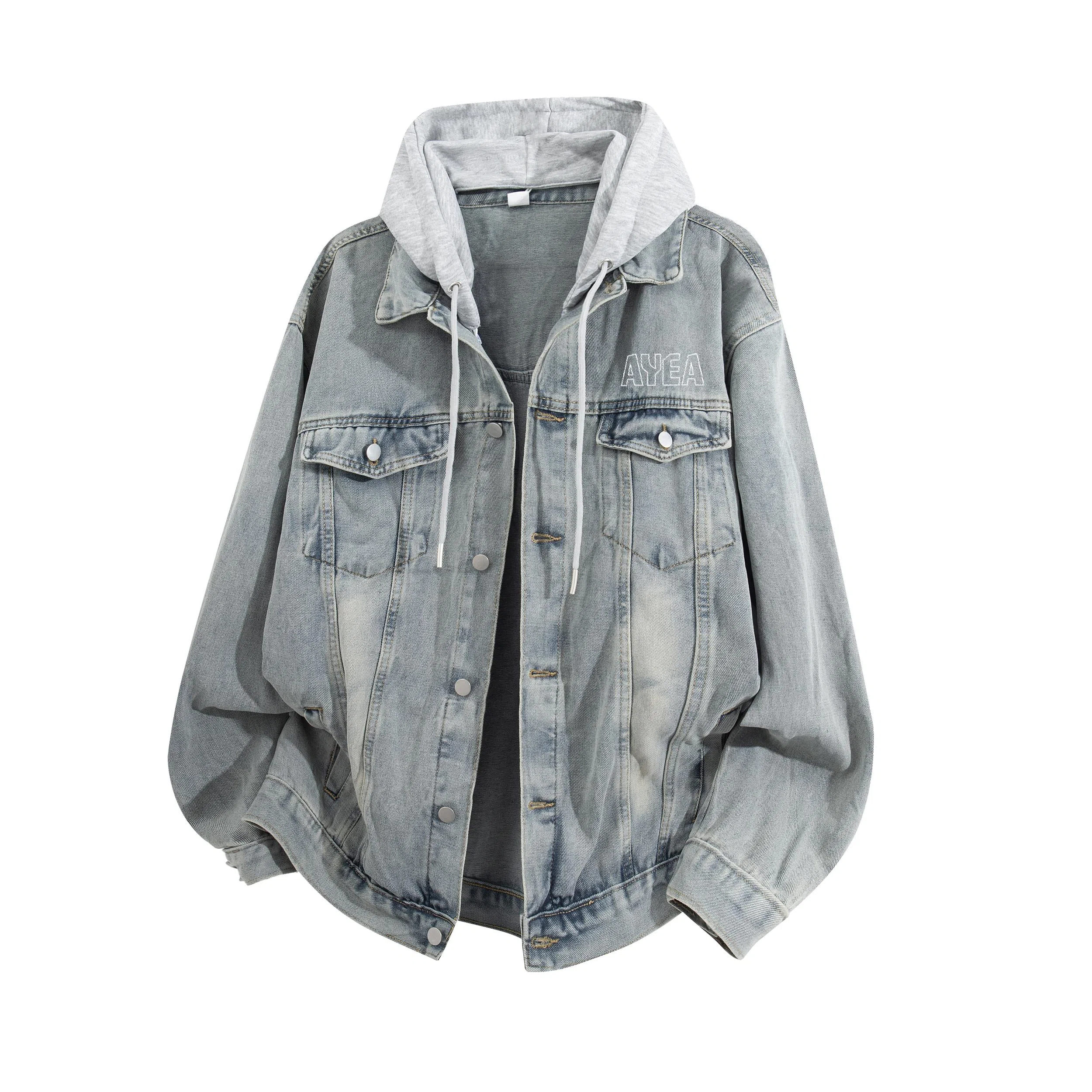 AYEA Vintage Washed Denim Hoodie Jacket