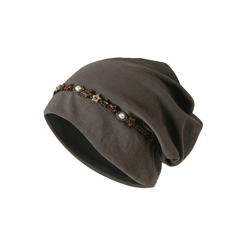 祎步康 民族风复古五角星流苏包头帽高级感扎染串珠大头围小众 棉涤 帽子 女款