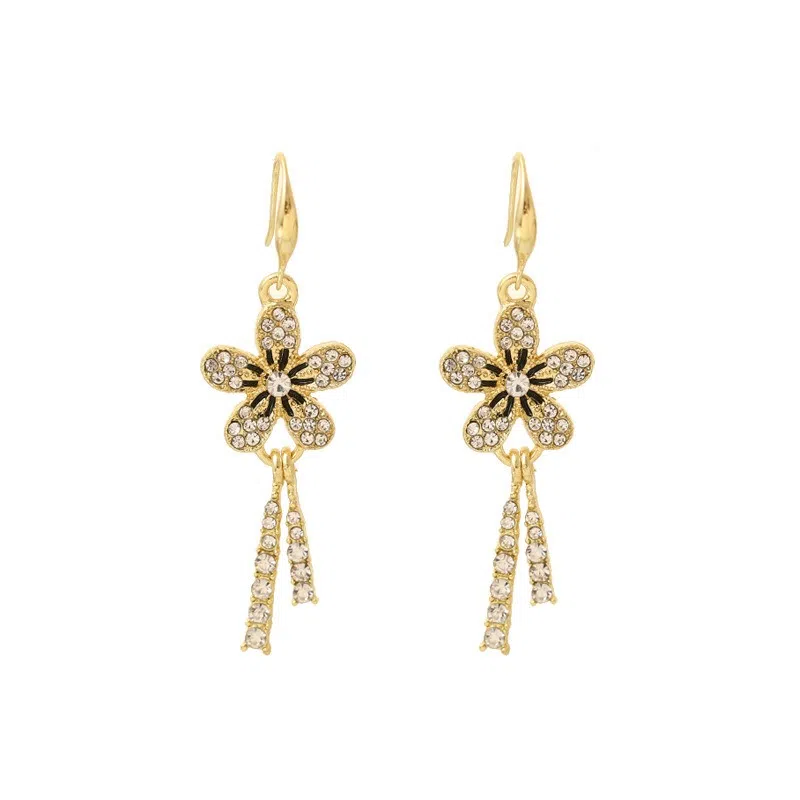 彤彤兔 百搭时尚长款花朵流苏耳坠女气质设计感耳钩耳饰品 合金 耳环 女款