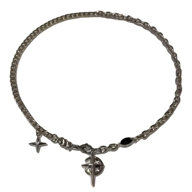 兮畔 嘻哈潮流个性设计小众风格黑宝石芒星欧美风小众设计高级感 钛钢 项链 男女同款情侣款