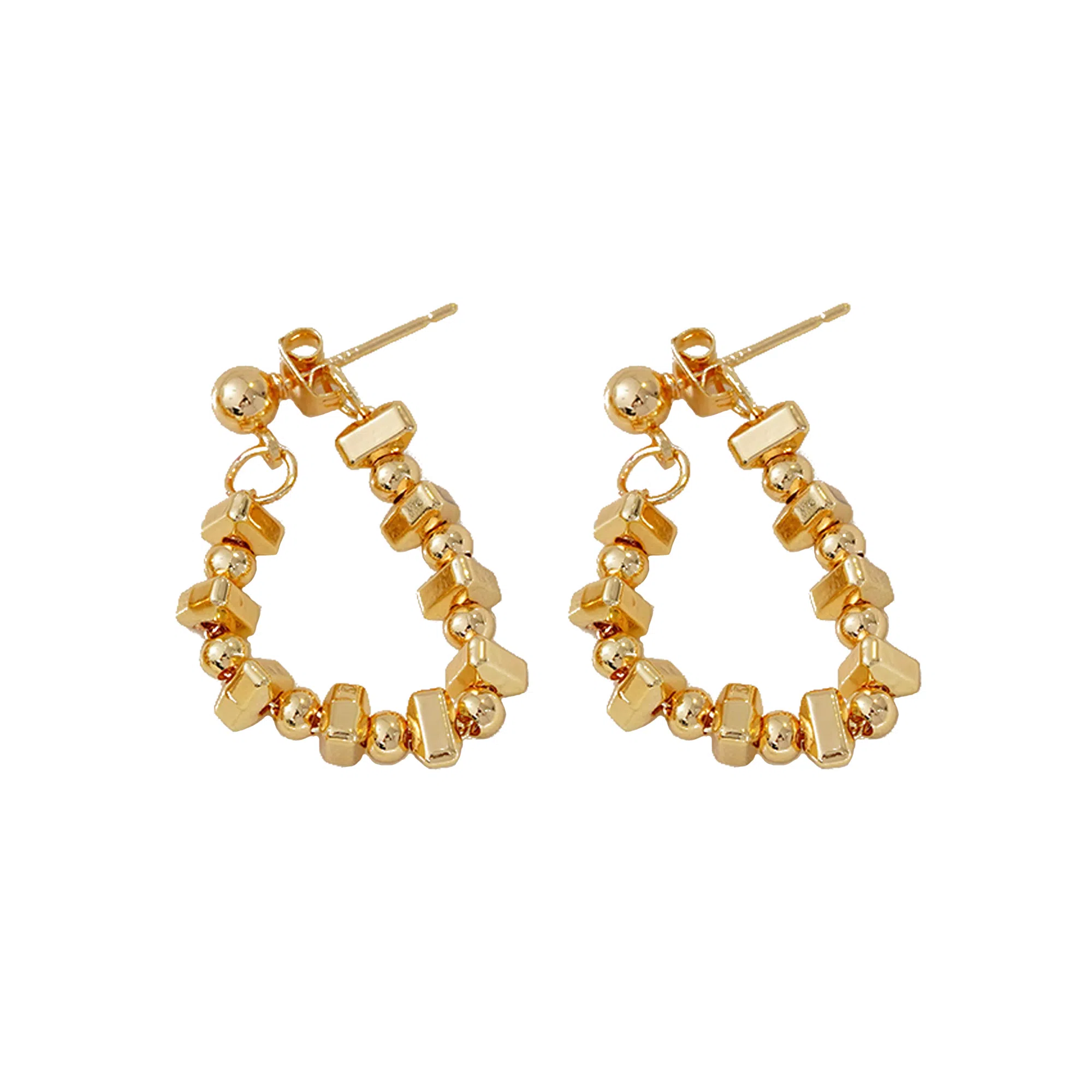 LANYAO Twisted Cube Chain Earrings