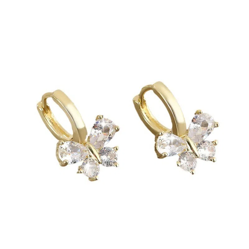 彤彤兔 蝴蝶结耳扣高级简约甜美风百搭耳圈潮流时尚耳饰品#好运 合金树脂 耳环 女款