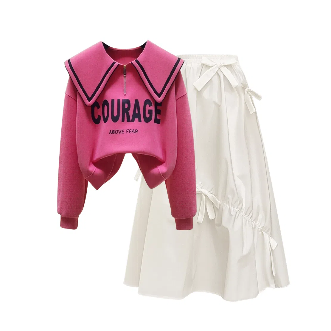 棉购 气质简约长袖上衣优雅百搭裙子裙装套装 女款