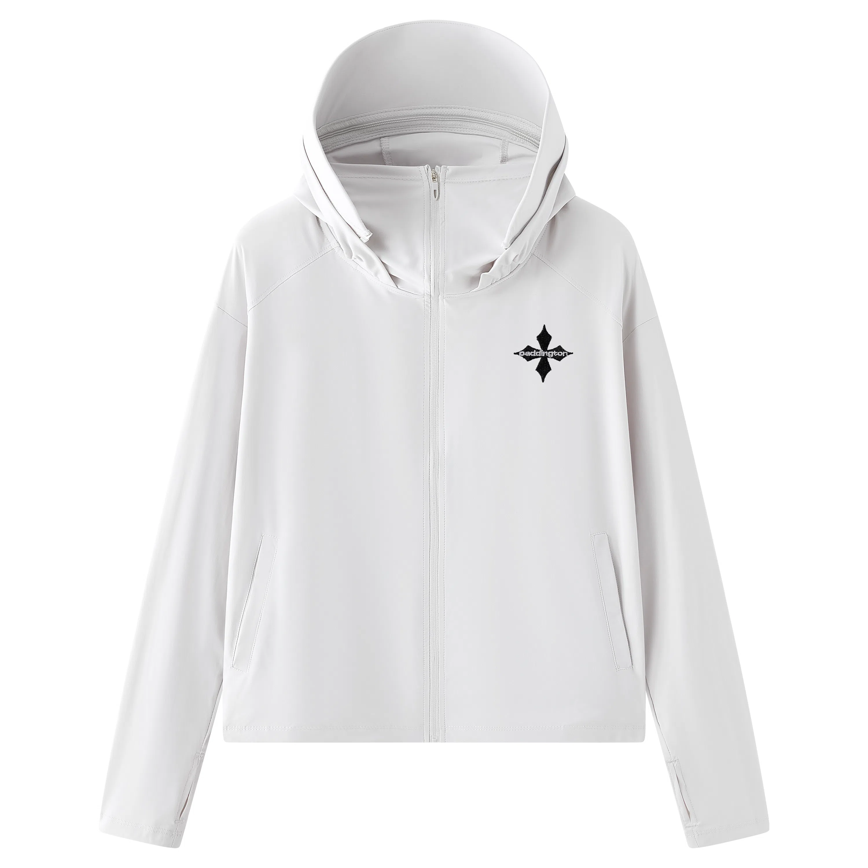 帕丁顿熊 基础款复古简约十字菱形刺绣纯色宽松短板连帽户外功能性凉感高弹力亲肤超轻速干透气皮肤衣防水防紫外线 凉感超轻透气防晒服 男女同款