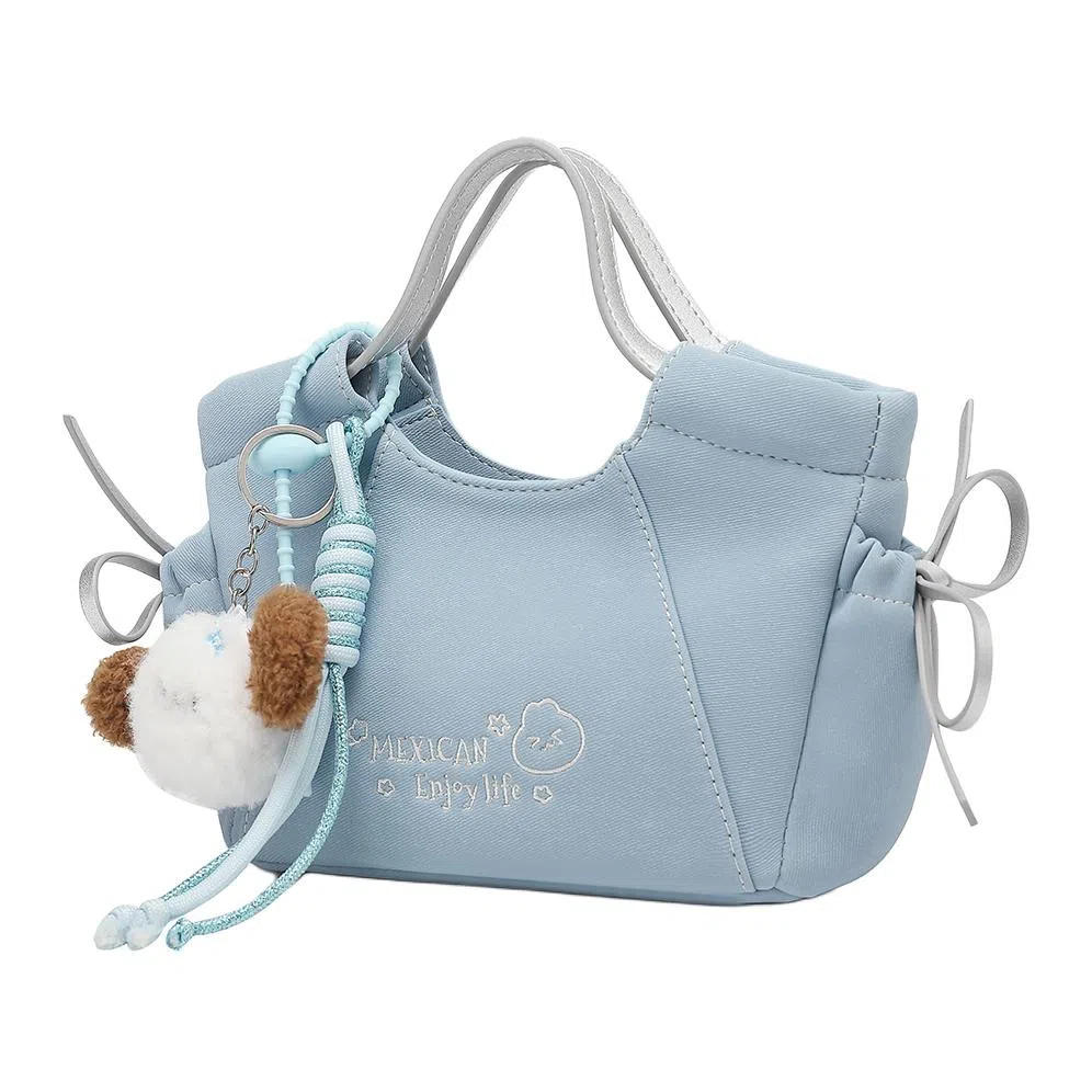 稻草人 高级感可爱挂件时尚潮流百搭小众实用 聚氨酯革 单肩斜挎包手提包 常规 女款 蓝色/米杏