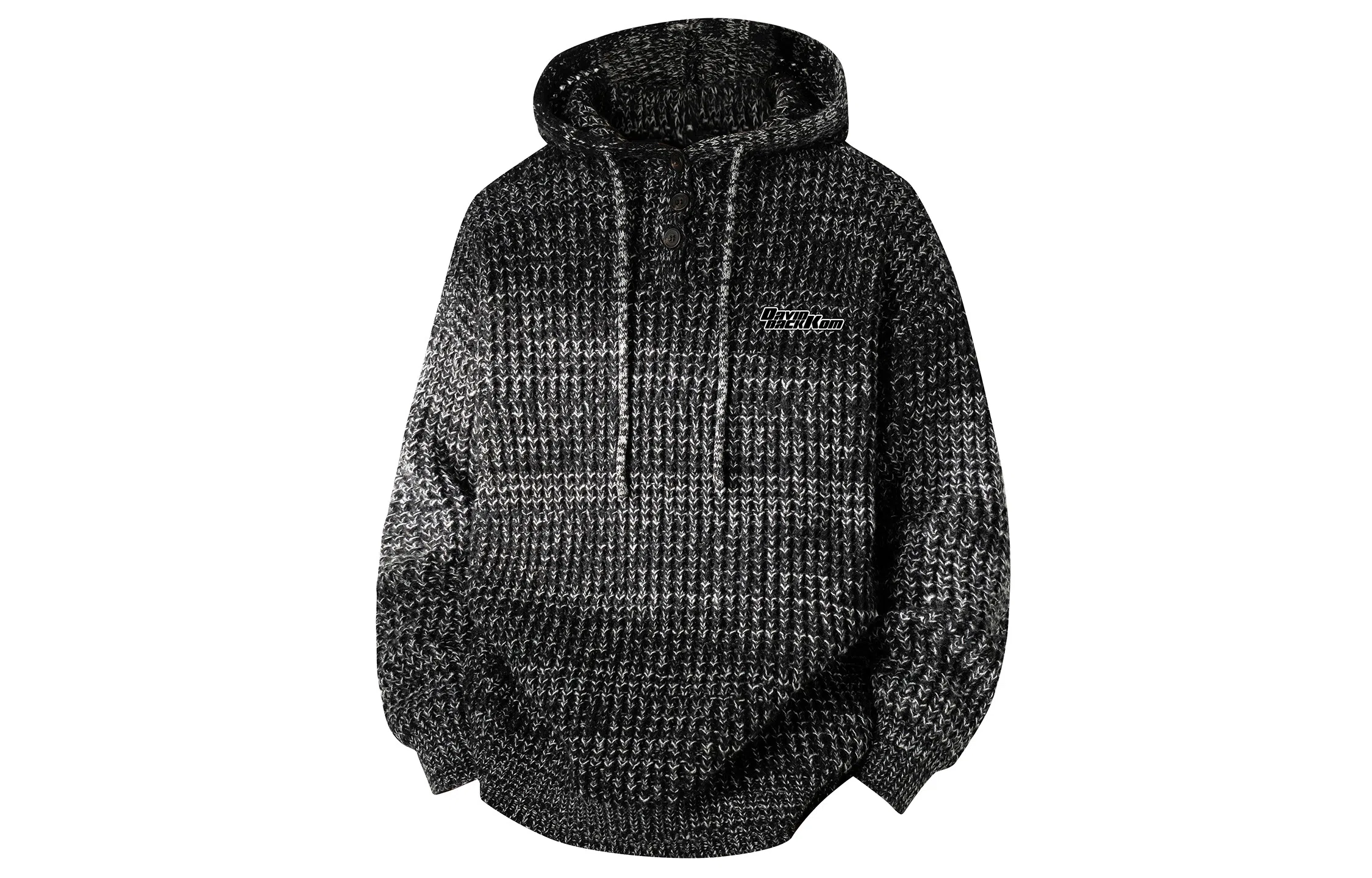 大卫贝肯 港风复古简约连帽基础款纯色字母印花宽松软糯秋冬慵懒套头外套针织毛衣 男女同款