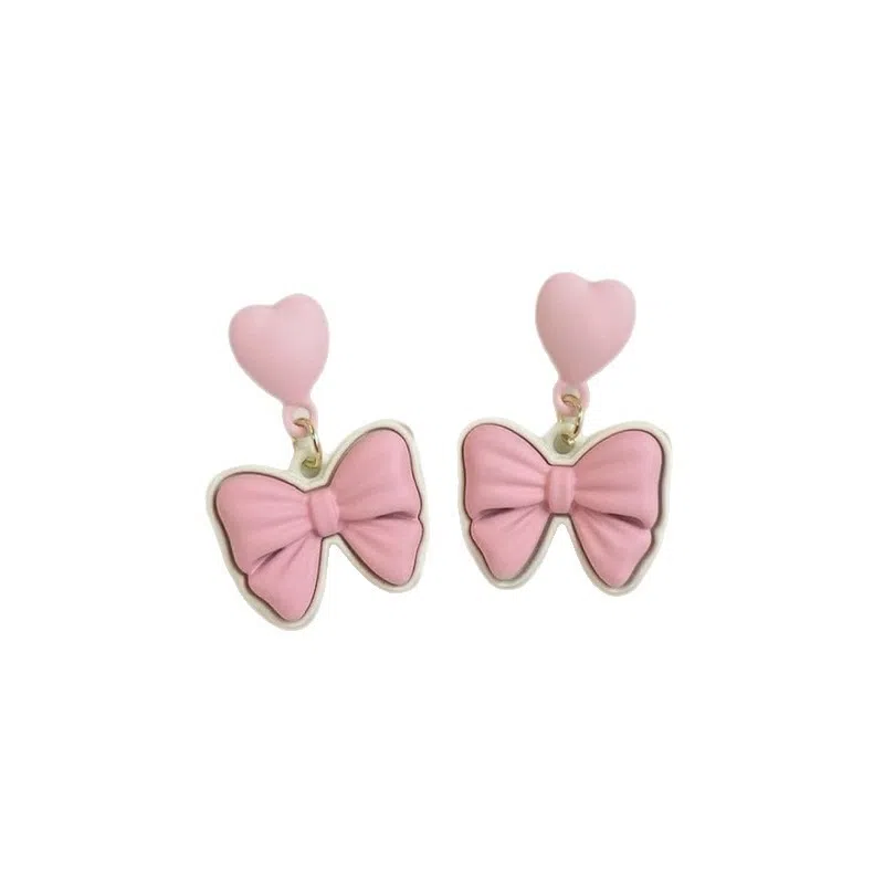 彤彤兔 粉色花朵多巴胺耳环可爱时尚耳坠耳饰 树脂 耳钉 女款