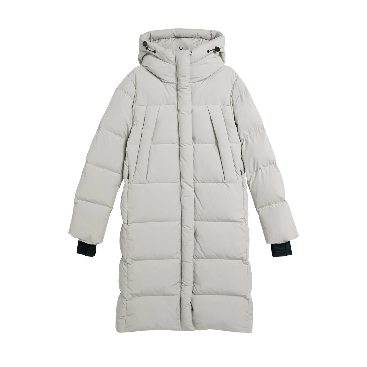 鸭鸭 纯色简约休闲时尚百搭通勤连帽长款羽绒服 男女同款