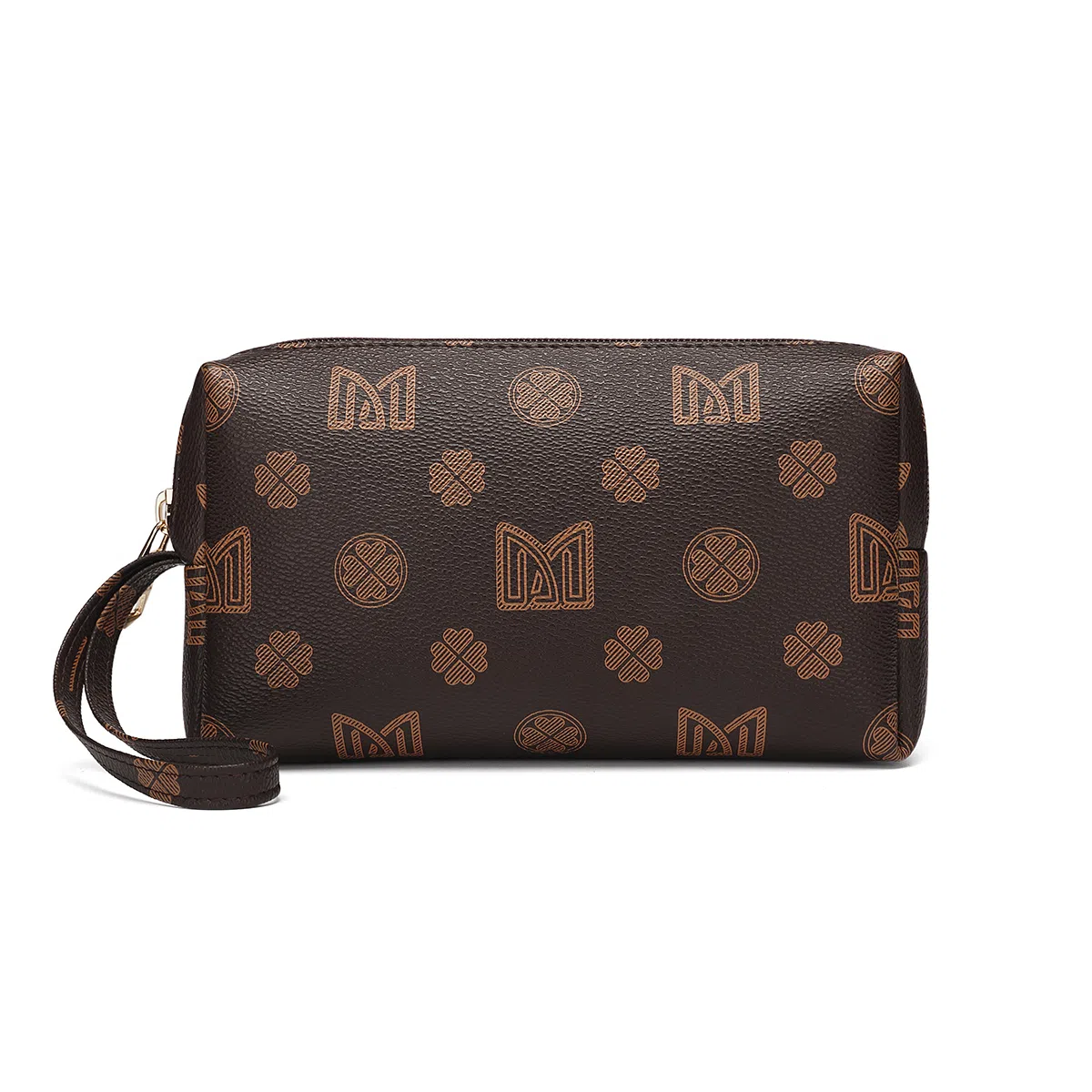 稻草人 高级感印花气质轻复古时尚简约轻便休闲实用通勤 聚氯乙烯革 手拿包 女款 深棕色