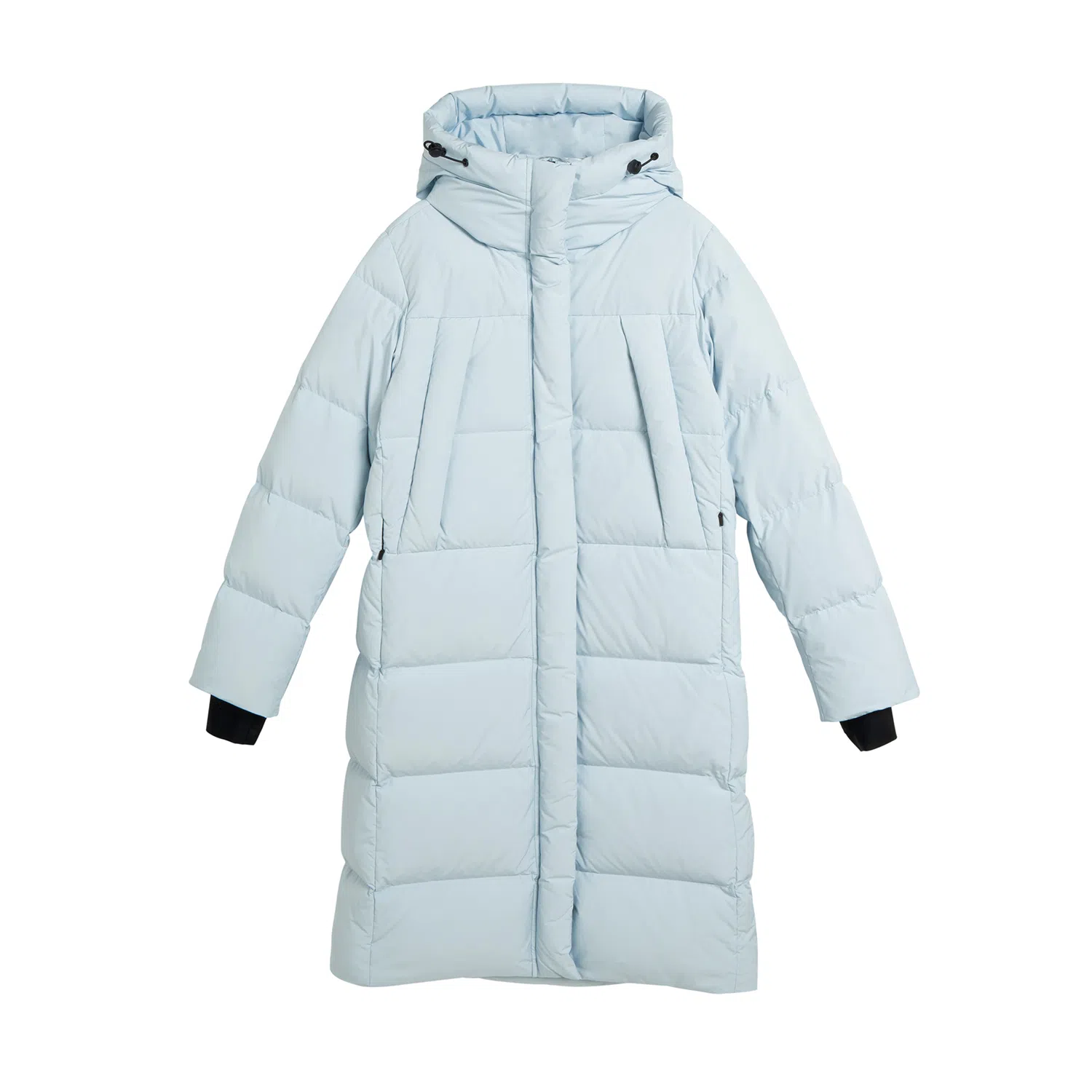 鸭鸭 纯色简约休闲时尚百搭通勤连帽长款羽绒服 男女同款